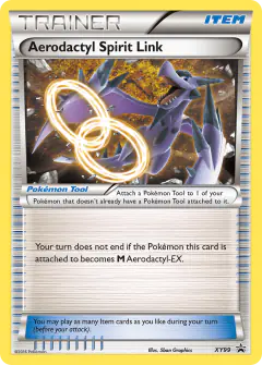 Aerodactyl Spirit Link card (XY Black Star Promos 99) with Mega Aerodactyl in the artwork