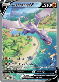 Aerodactyl V card (Lost Origin 180) with Rampardos in the artwork