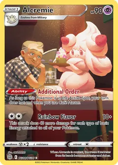 Alcremie card (Brilliant Stars Trainer Gallery TG08) with Café Master in the artwork