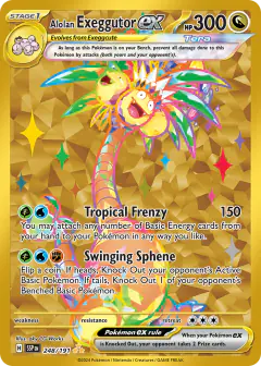 Alolan Exeggutor ex card (Surging Sparks 248) with Terapagos in the artwork