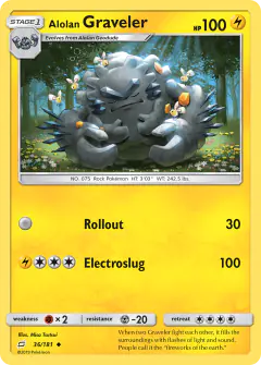 Alolan Graveler card (Team Up 36) with Cutiefly in the artwork