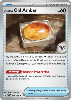 Antique Old Amber card (151 154) with Aerodactyl in the artwork