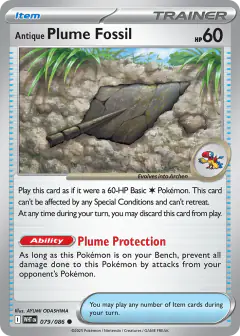 Antique Plume Fossil card (White Flare 79) with Archen in the artwork