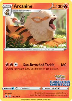 Arcanine card (SWSH Black Star Promos 304) with Fletchling in the artwork