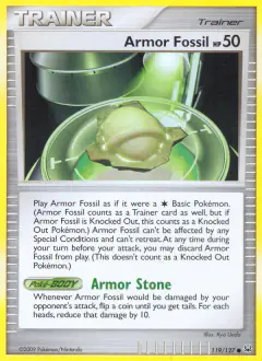Armor Fossil card (Platinum Base 119) with Shieldon in the artwork