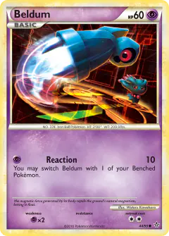 Beldum card (HS—Unleashed 44) with Misdreavus in the artwork