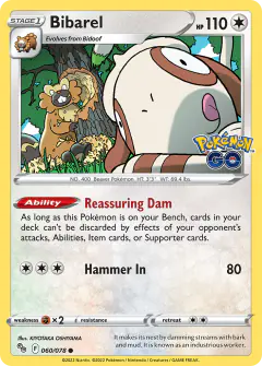 Bibarel card (Pokémon GO 60) with Smeargle in the artwork