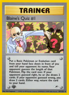 Blaine's Quiz #1 card (Gym Heroes 97) with Beedrill in the artwork