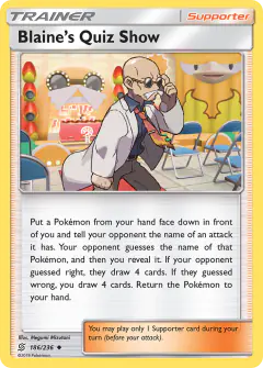 Blaine's Quiz Show card (Unified Minds 186) with Magmar in the artwork