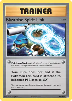 Blastoise Spirit Link card (Evolutions 73) with Mega Blastoise in the artwork