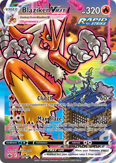 Blaziken VMAX card (Chilling Reign 201) with Inteleon in the artwork