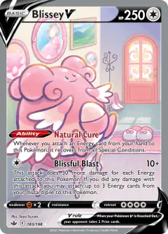 Blissey V card (Chilling Reign 183) with Happiny in the artwork