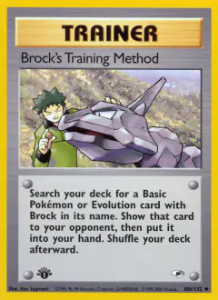 Brock's Training Method card (Gym Heroes 106) with Onix in the artwork