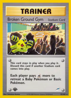 Broken Ground Gym card (Neo Destiny 92) with Cleffa in the artwork