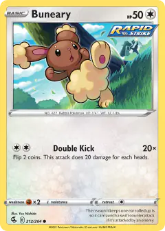 Buneary card (Fusion Strike 212) with Lopunny in the artwork