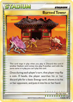 Burned Tower card (HS—Undaunted 71) with Entei in the artwork