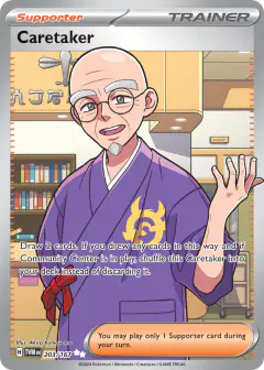 Caretaker card (Twilight Masquerade 203) with Yanma in the artwork