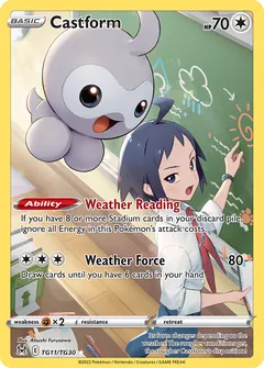 Castform card (Lost Origin Trainer Gallery TG11) with Watchog in the artwork
