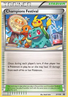 Champions Festival card (XY Black Star Promos 176) with Bulbasaur in the artwork