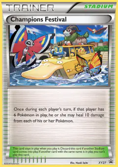 Champions Festival card (XY Black Star Promos 27) with Pikachu in the artwork