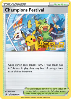 Champions Festival card (SWSH Black Star Promos 296) with Corviknight in the artwork
