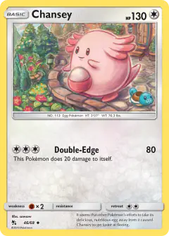 Chansey card (Hidden Fates 46) with Squirtle in the artwork