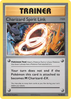 Charizard Spirit Link card (Evolutions 75) with Mega Charizard Y in the artwork