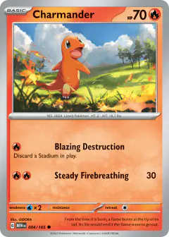 Charmander card (151 4) with Charizard in the artwork