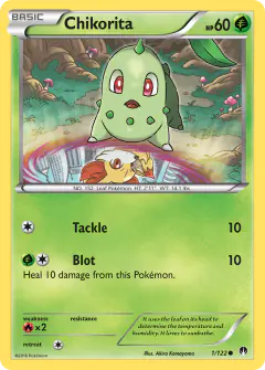 Chikorita card (BREAKpoint 1) with Fennekin in the artwork