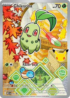 Chikorita card (Mega Evolution Black Star Promos 46) with Squirtle in the artwork