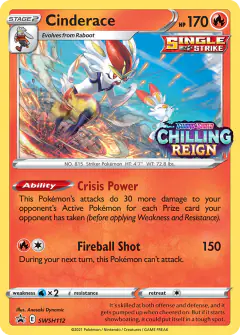 Cinderace card (SWSH Black Star Promos 112) with Scorbunny in the artwork