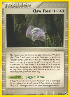 Claw Fossil card (Legend Maker 78) with Anorith in the artwork