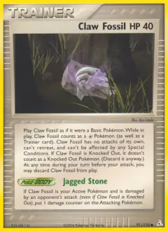 Claw Fossil card (Holon Phantoms 91) with Anorith in the artwork
