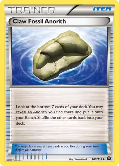 Claw Fossil Anorith card (Steam Siege 100) with Anorith in the artwork