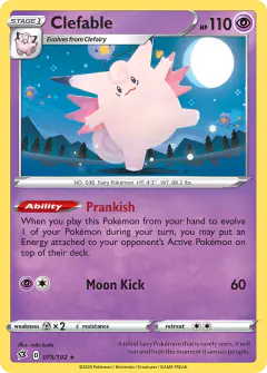 Clefable card (Rebel Clash 75) with Drifloon in the artwork