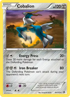Cobalion card (Legendary Treasures 91) with Terrakion in the artwork