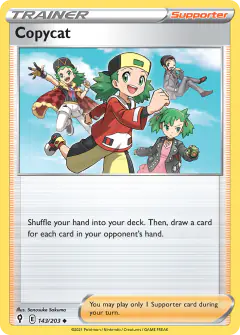 Copycat card (Evolving Skies 143) with Leon in the artwork