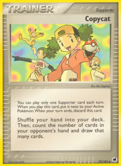 Copycat card (Dragon Frontiers 73) with Pikachu in the artwork