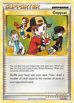 Copycat card (HeartGold & SoulSilver Base 90) with Team Rocket Grunt in the artwork