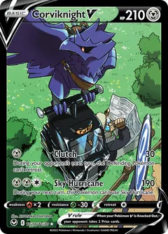 Corviknight V card (Silver Tempest Trainer Gallery TG18) with Cabbie in the artwork