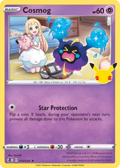 Cosmog card (Celebrations 13) with Clefairy in the artwork