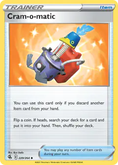 Cram-o-matic card (Fusion Strike 229) with Cramorant in the artwork