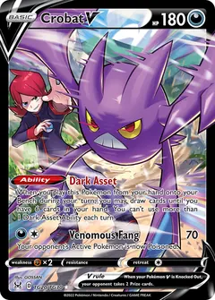 Crobat V card (Lost Origin Trainer Gallery TG20) with Silver in the artwork