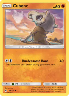 Cubone card (Forbidden Light 57) with Marowak in the artwork