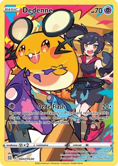 Dedenne card (Brilliant Stars Trainer Gallery TG07) with Kali in the artwork