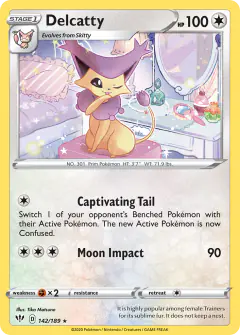 Delcatty card (Darkness Ablaze 142) with Lilligant in the artwork