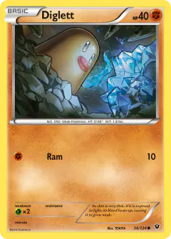 Diglett card (Fates Collide 36) with Zubat in the artwork