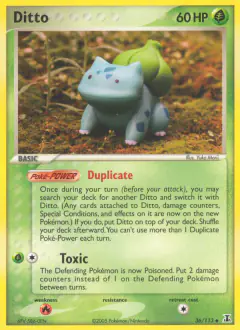 Ditto card (Delta Species 36) with Bulbasaur in the artwork