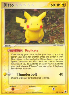 Ditto card (Delta Species 39) with Pikachu in the artwork