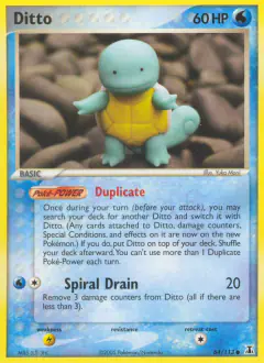 Ditto card (Delta Species 64) with Squirtle in the artwork